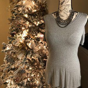 NWOT- Cold Shoulder Grey T-Shirt - SZ MED